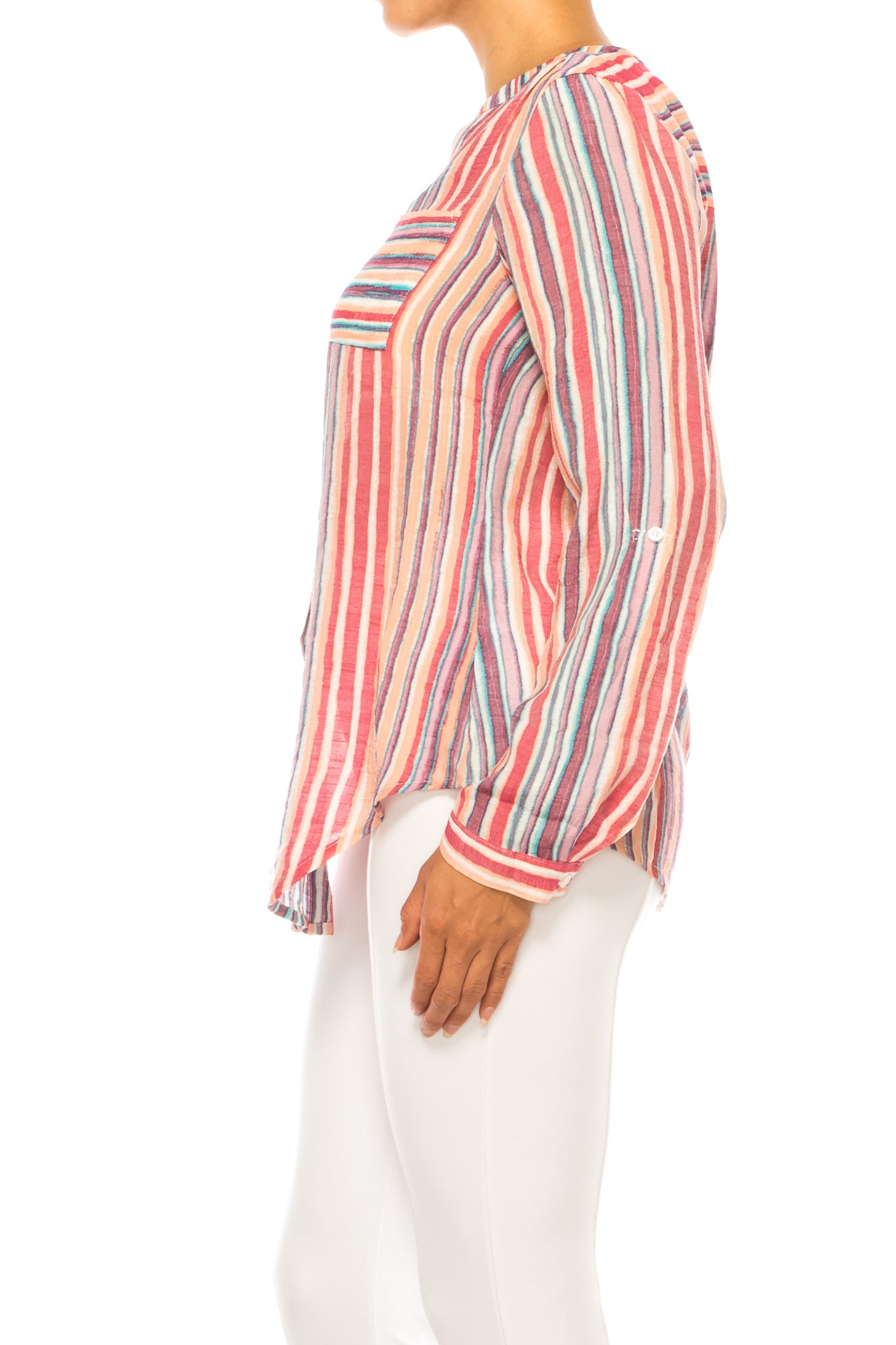 Zac & Rachel Printed 3/4 Sleeve Button Down Top