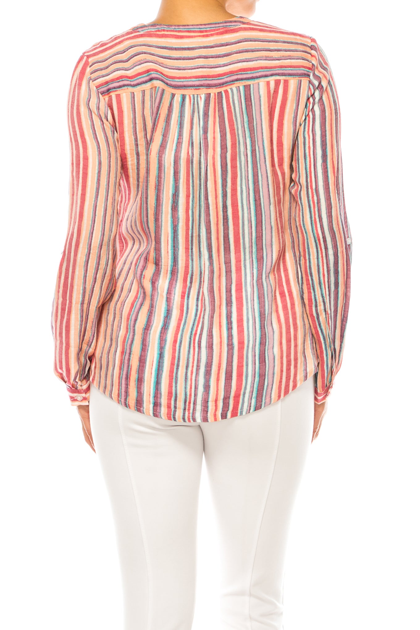 Zac & Rachel Printed 3/4 Sleeve Button Down Top