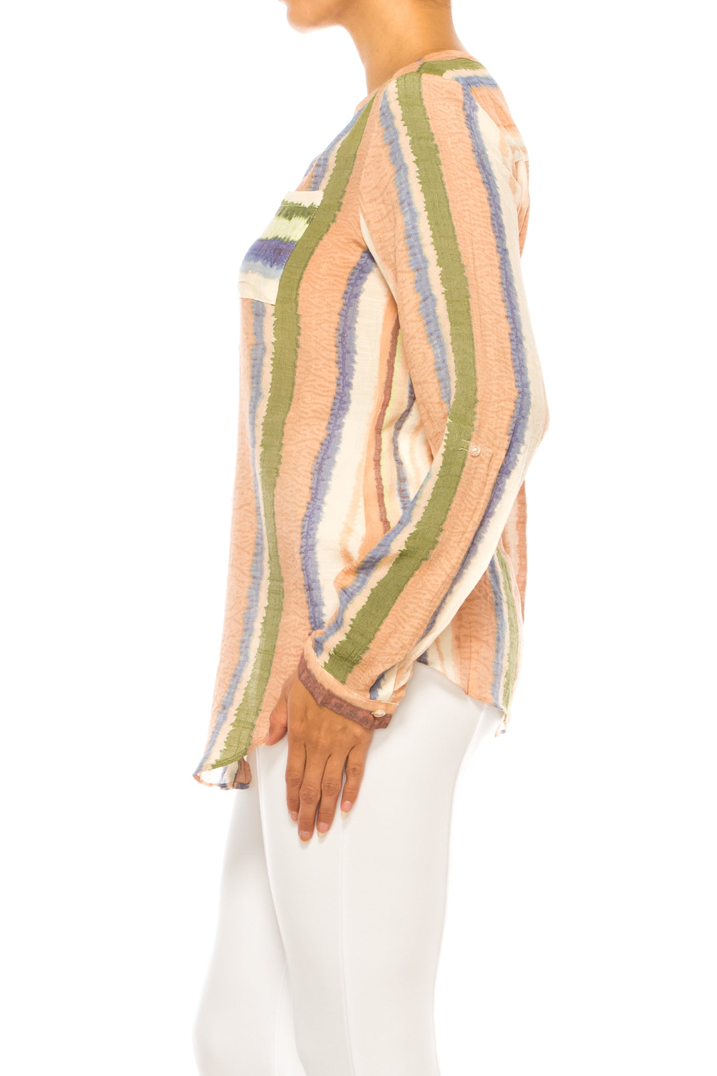Zac & Rachel Printed 3/4 Sleeve Button Down Top