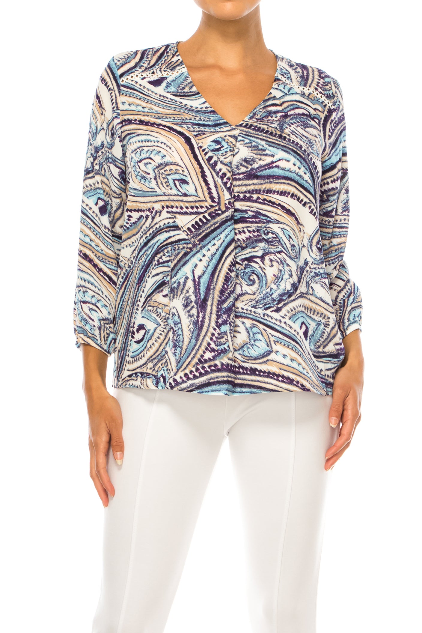 Zac & Rachel 3/4 Sleeve Multi Print Top
