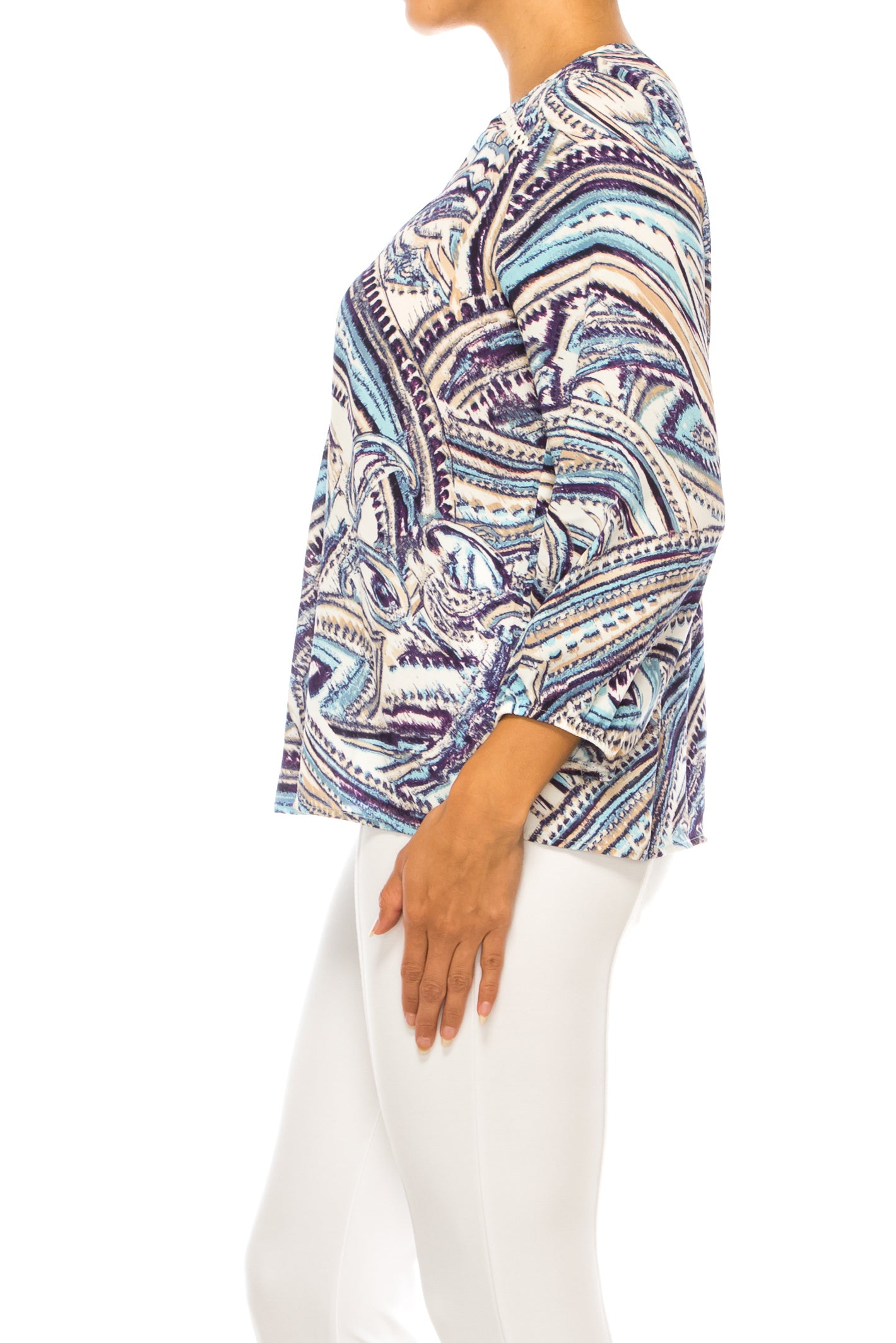Zac & Rachel 3/4 Sleeve Multi Print Top