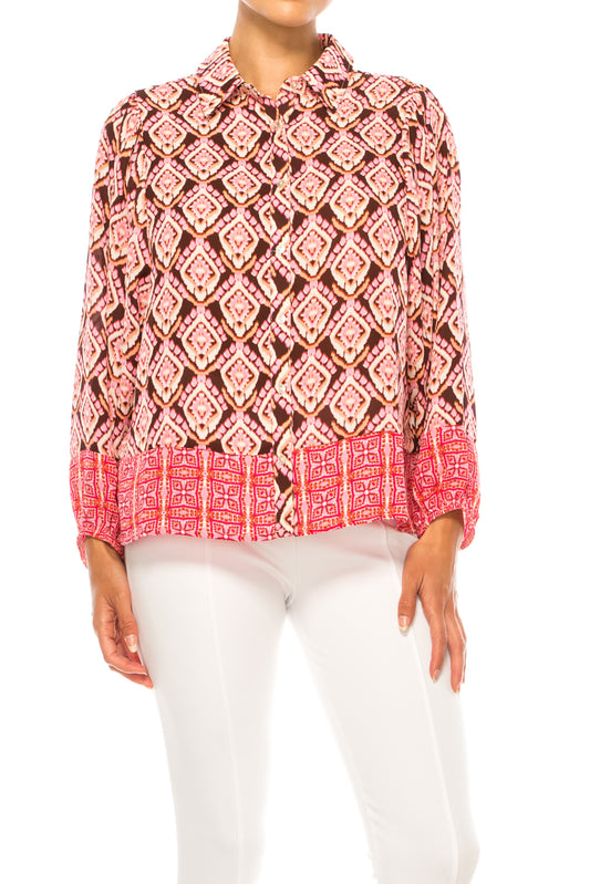 Zac & Rachel Printed Button Down Top