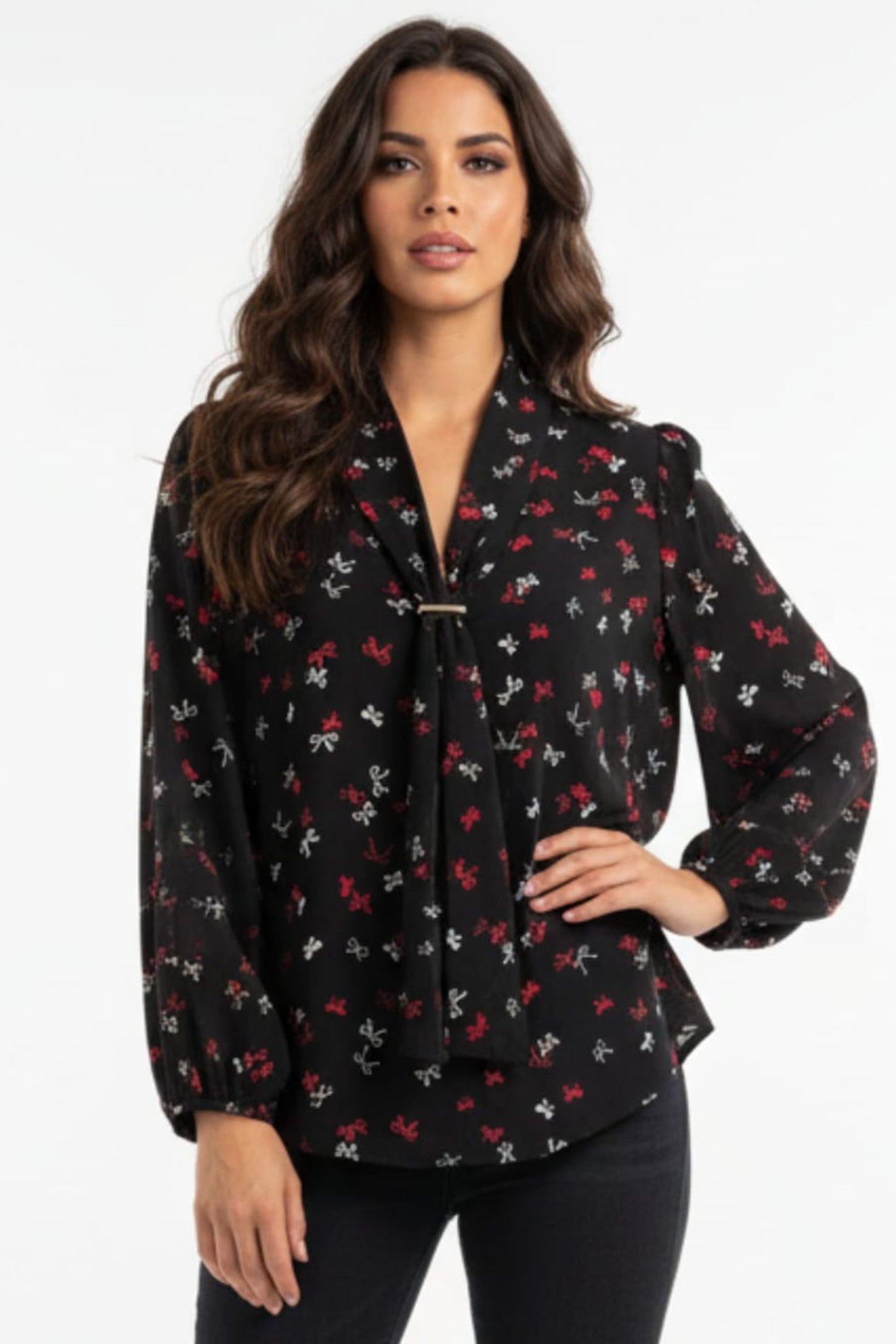 Zac & Rachel Bow Print Blouse