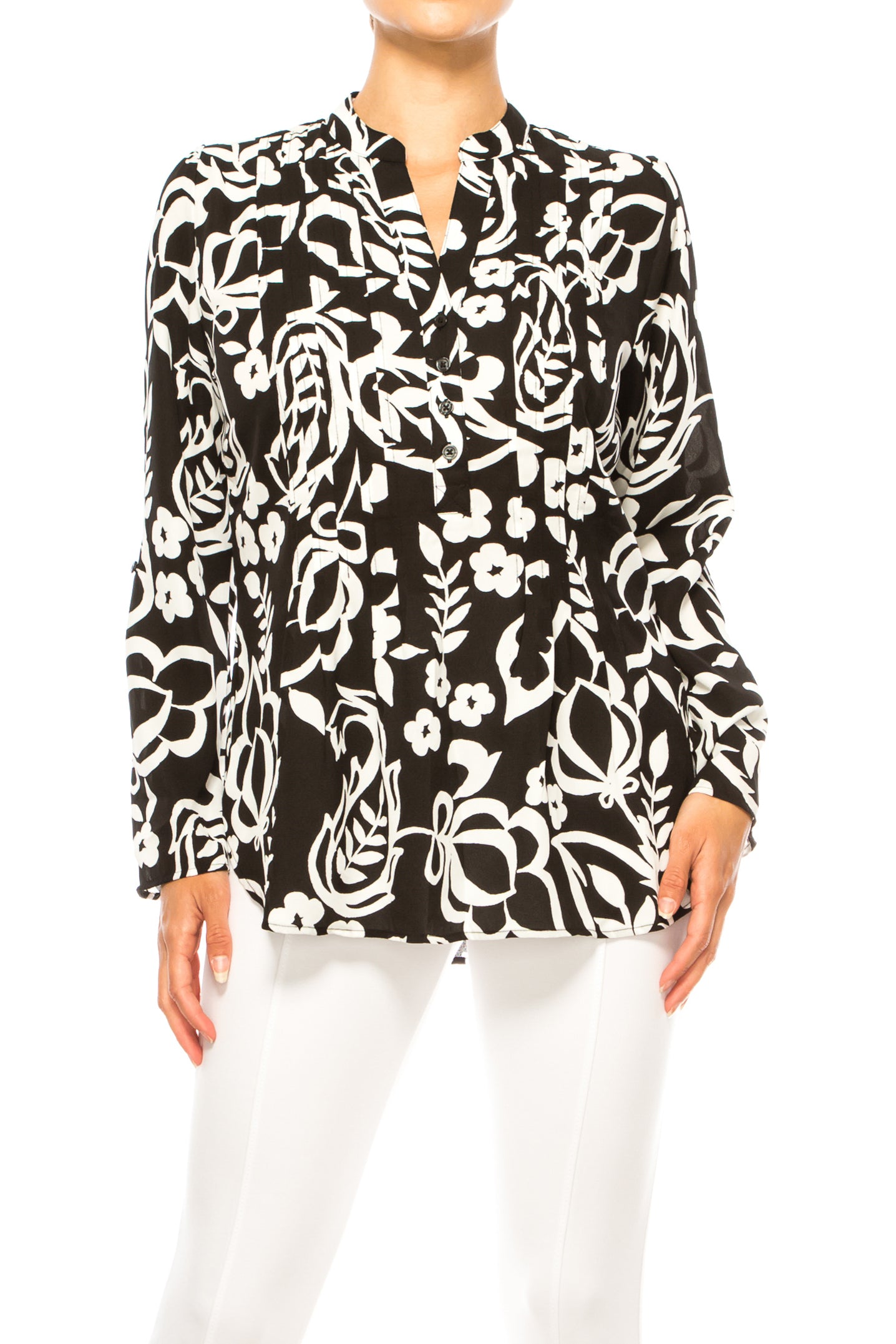 Zac & Rachel Multi Print Half Button Down Top