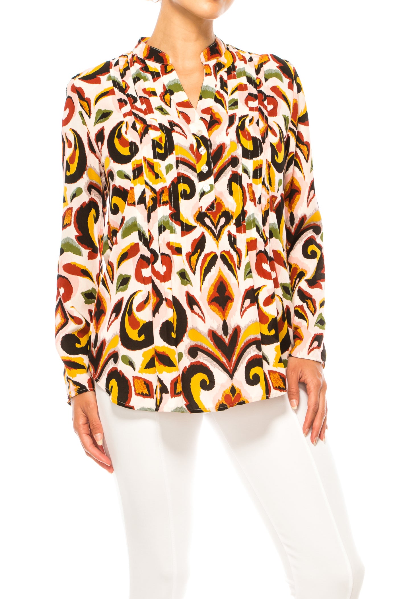 Zac & Rachel Multi Print Half Button Down Top