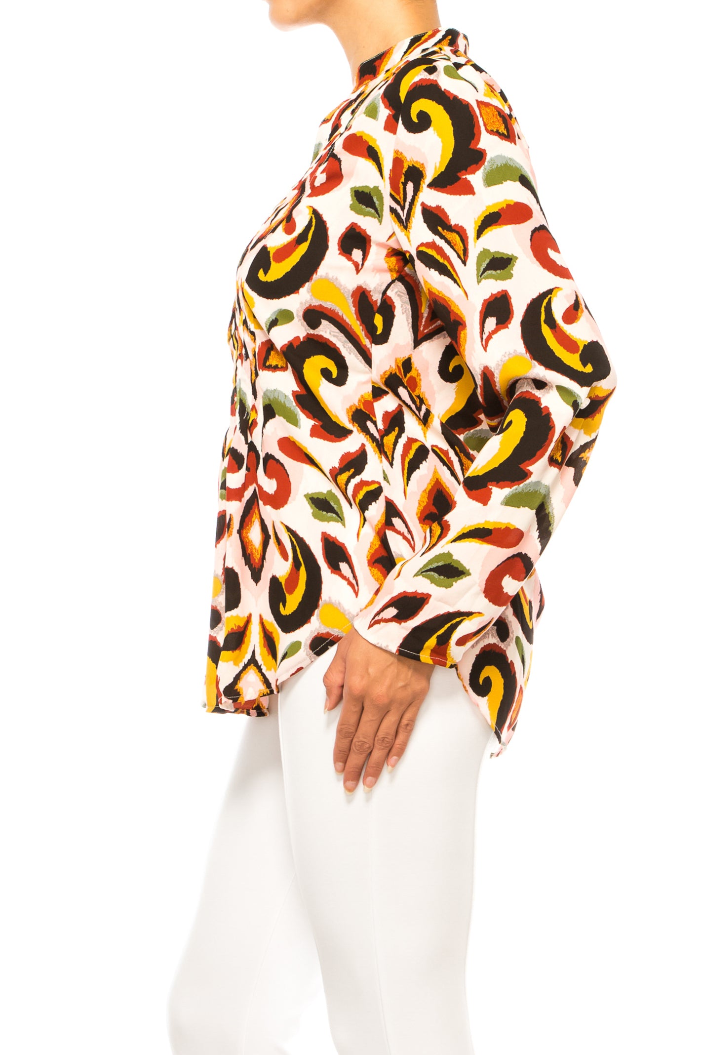 Zac & Rachel Multi Print Half Button Down Top