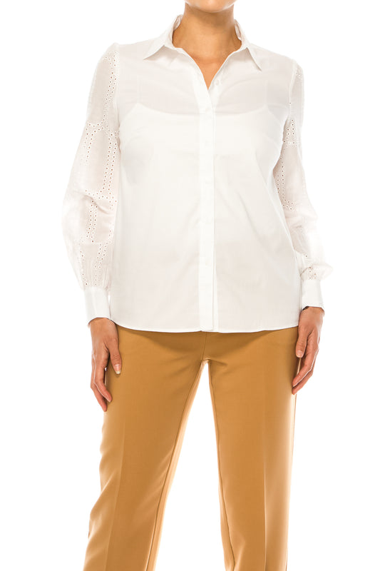 Zac & Rachel Eyelet Sleeve Button Down Shirt