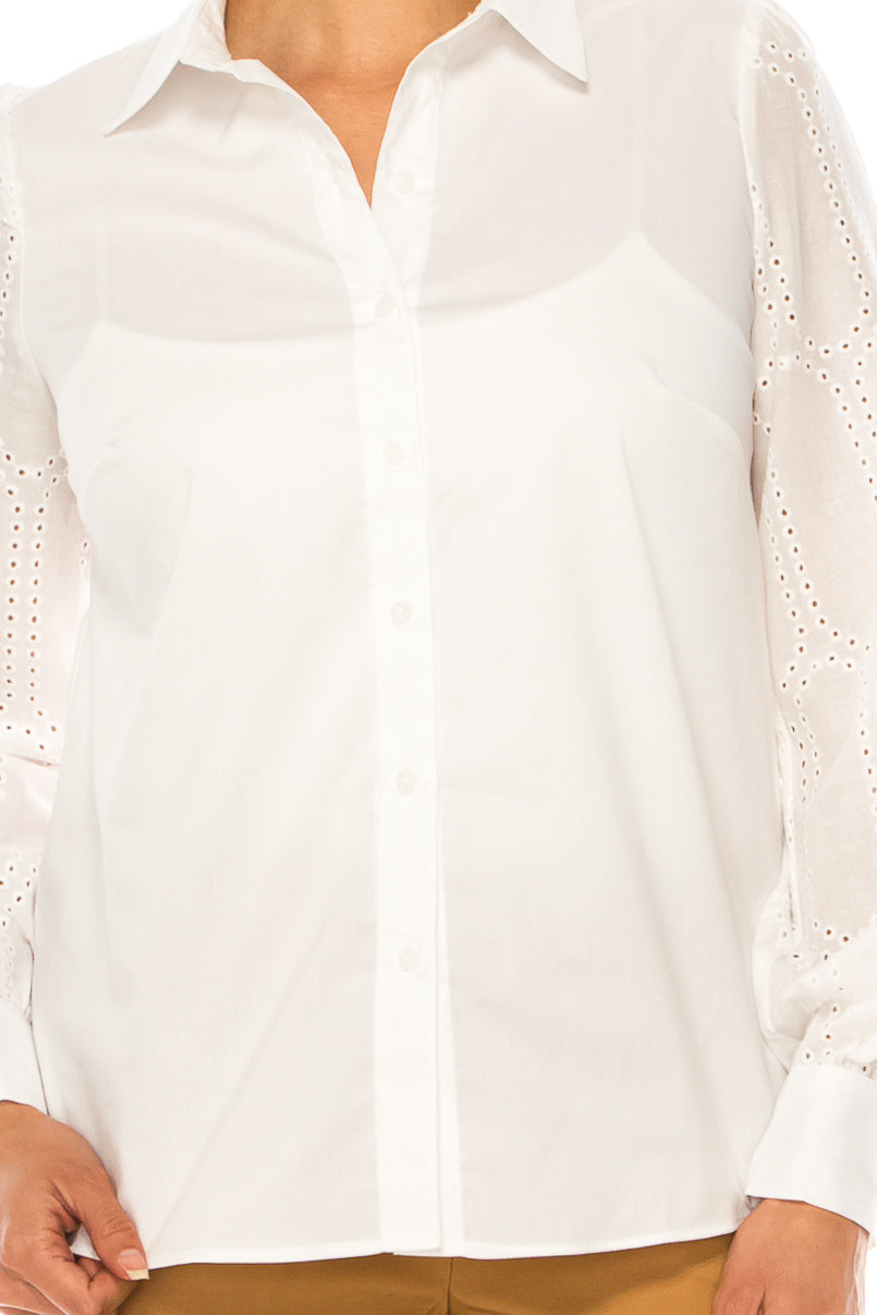 Zac & Rachel Eyelet Sleeve Button Down Shirt