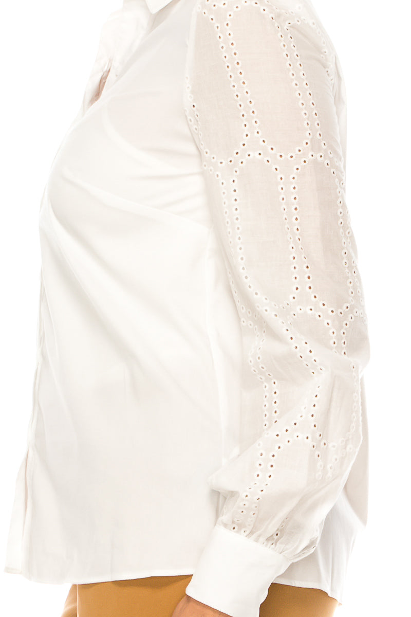 Zac & Rachel Eyelet Sleeve Button Down Shirt