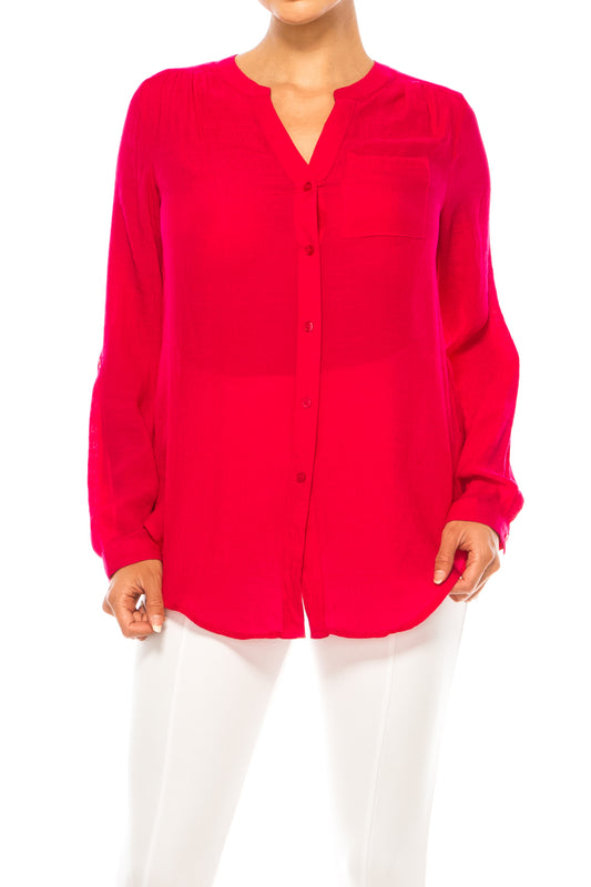 Zac & Rachel Front Pocket Button Down Top