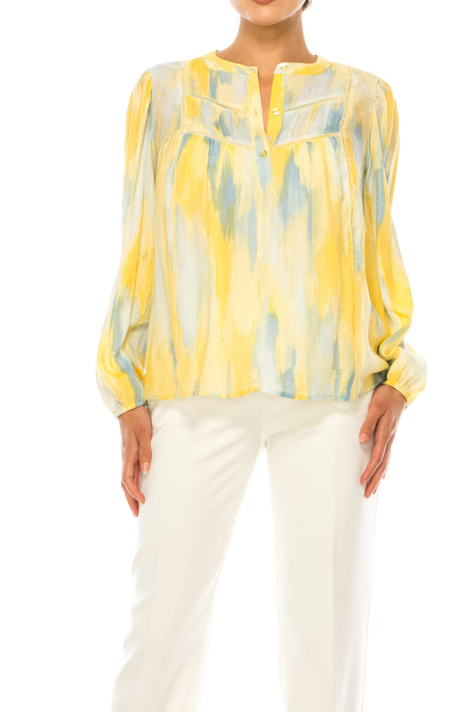 Zac & Rachel Half Button Down Peasant Top
