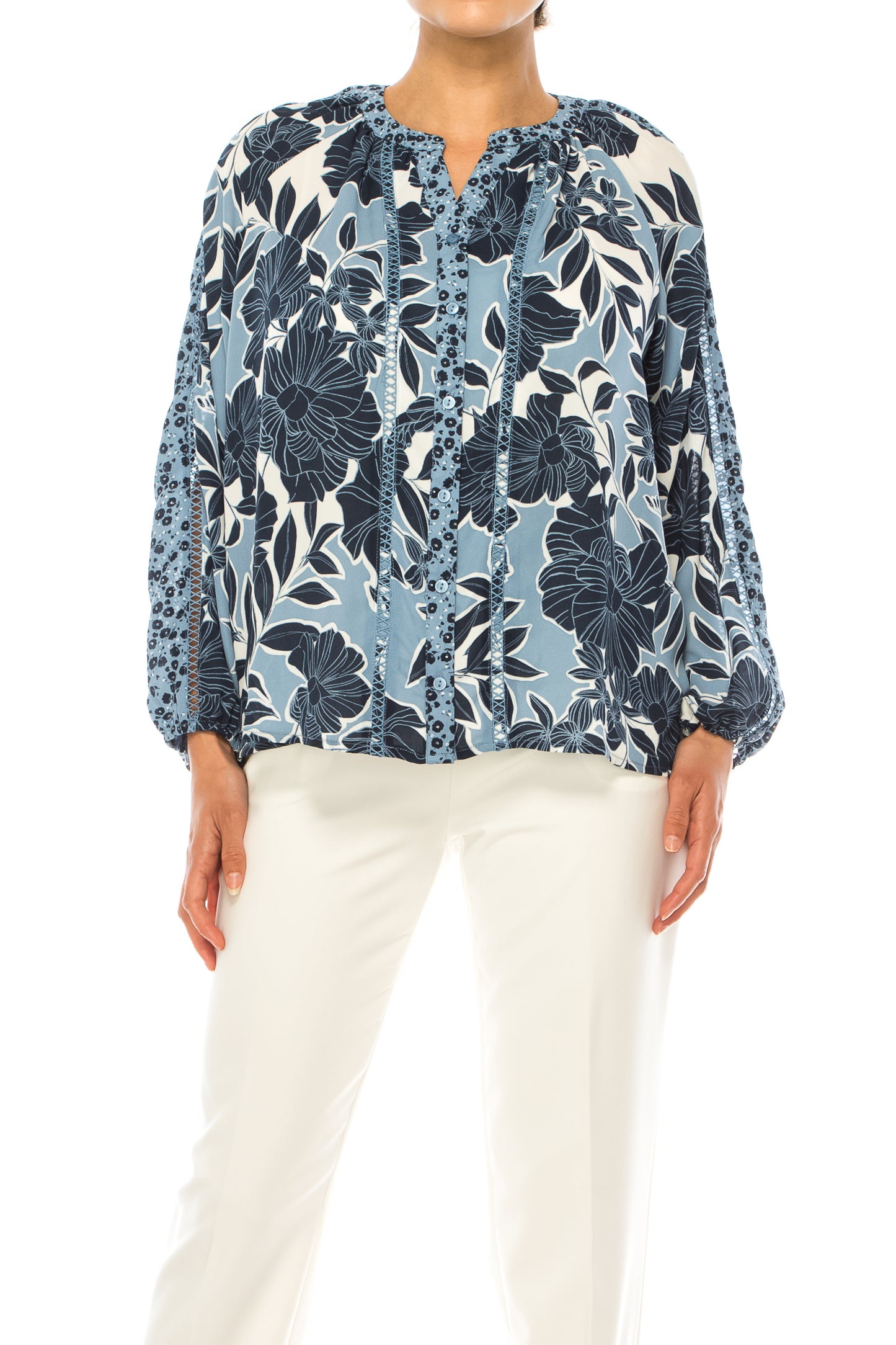 Zac & Rachel Flower Print Button Down Top