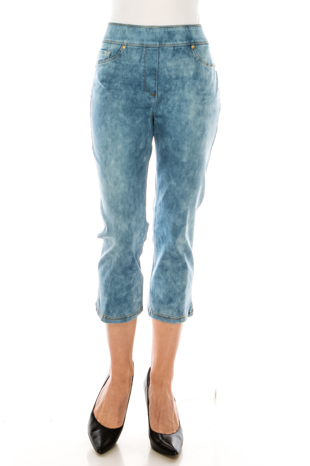 Nygard Chambray Distress Denim 3 Pocket Capri Jegging