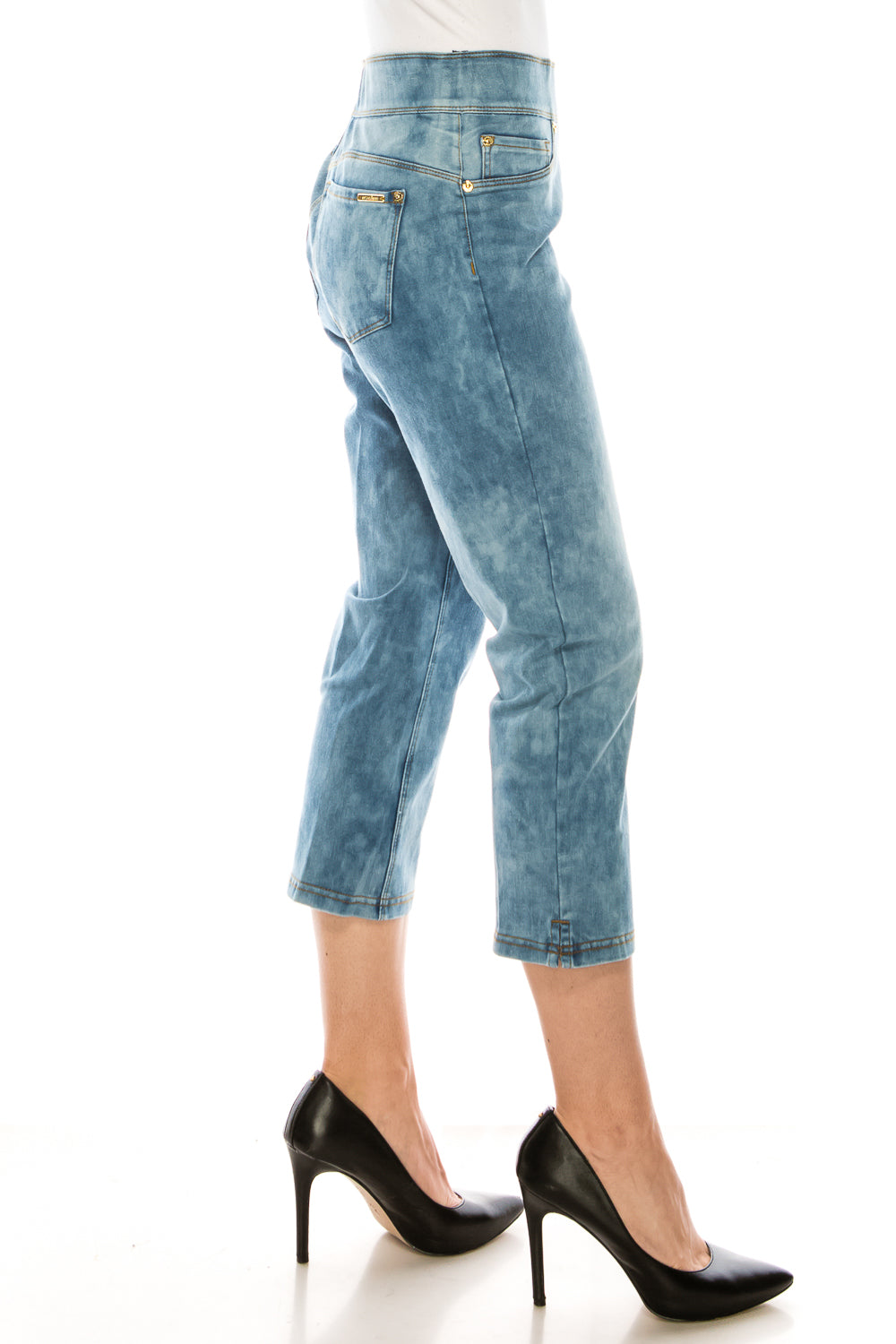 Nygard Chambray Distress Denim 3 Pocket Capri Jegging
