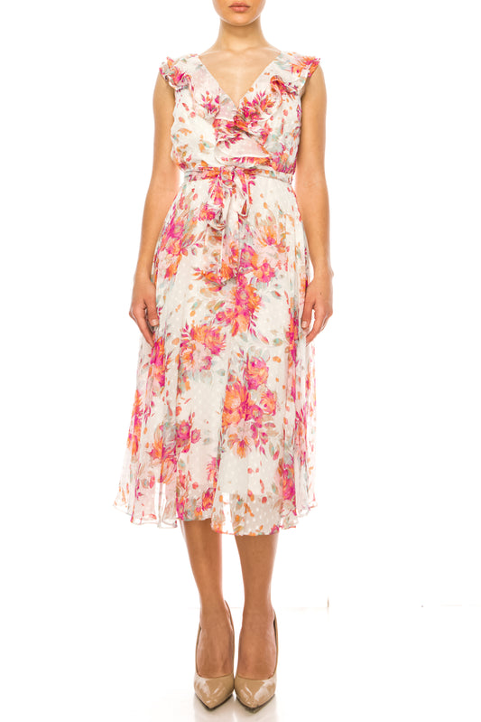 Maison Tara Floral Sleeveless Midi Dress