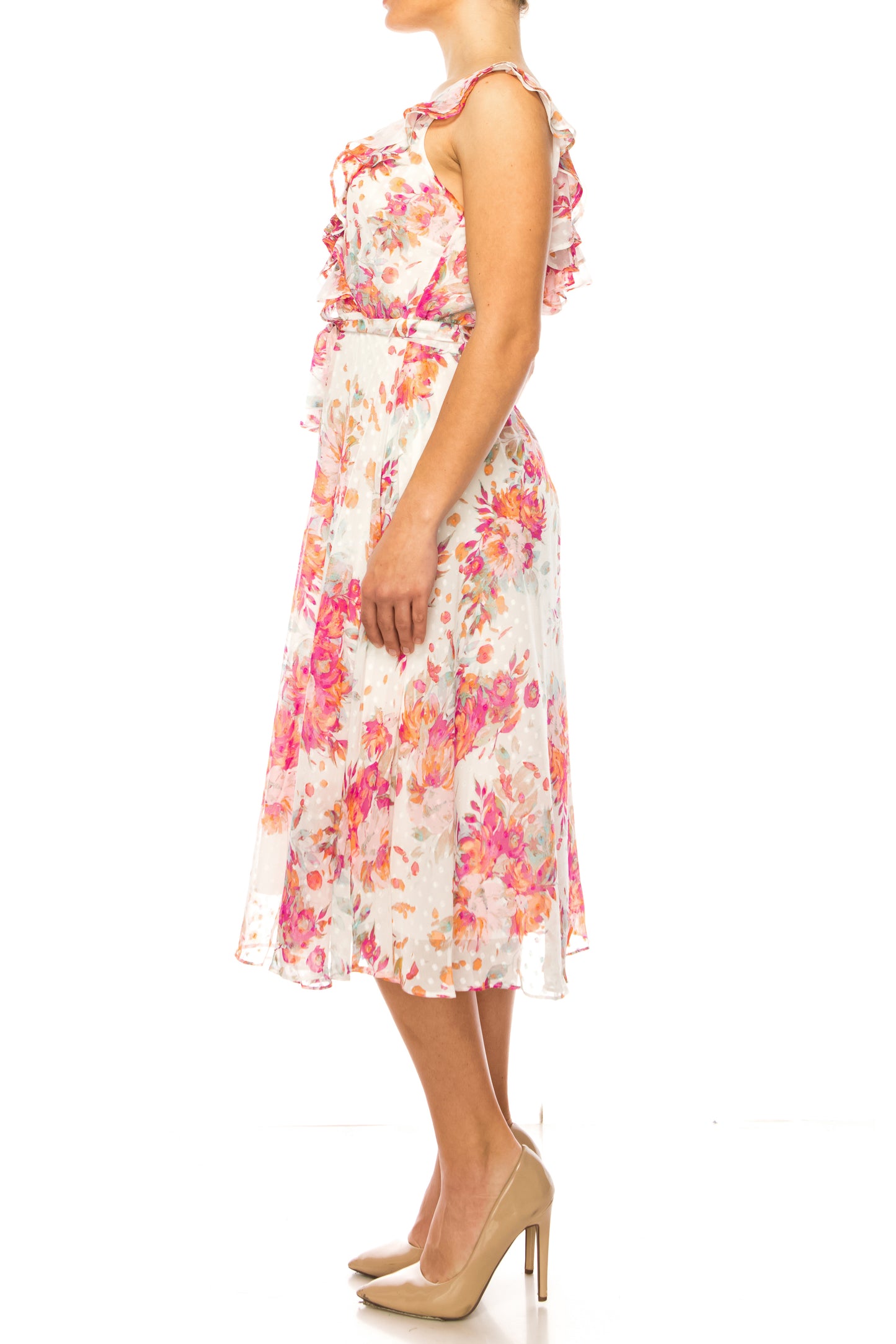 Maison Tara Floral Sleeveless Midi Dress