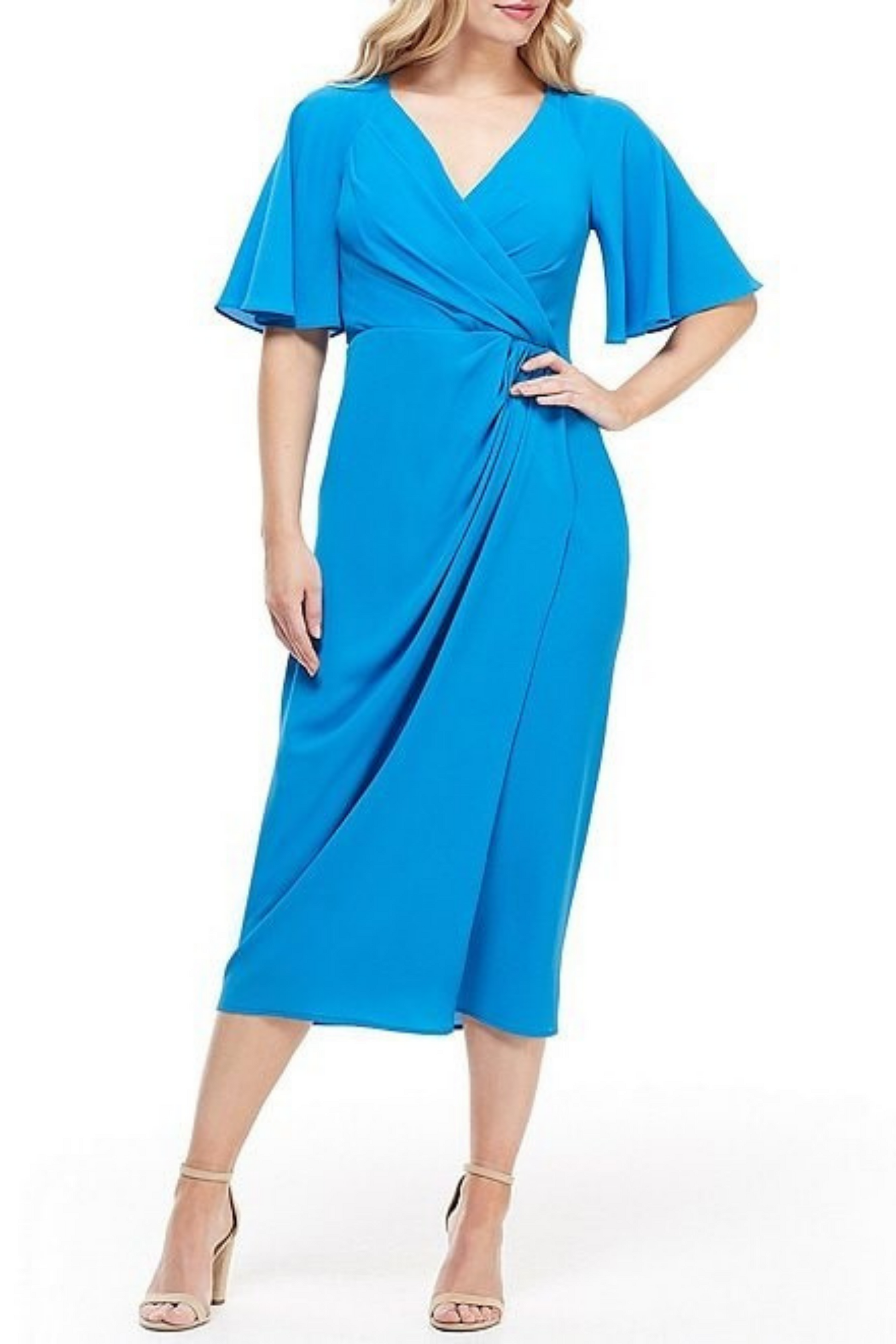 maggy london wrap dress Tie Floral Print Asymmetrical Ruffle Crepe Midi Dress, Womens, 6, Soft White/Deep Blue Discover the latest Midi Wrap Dress at Beyondstyle.us and take advantage of our exclusive 31 Off Wrap Maggy London