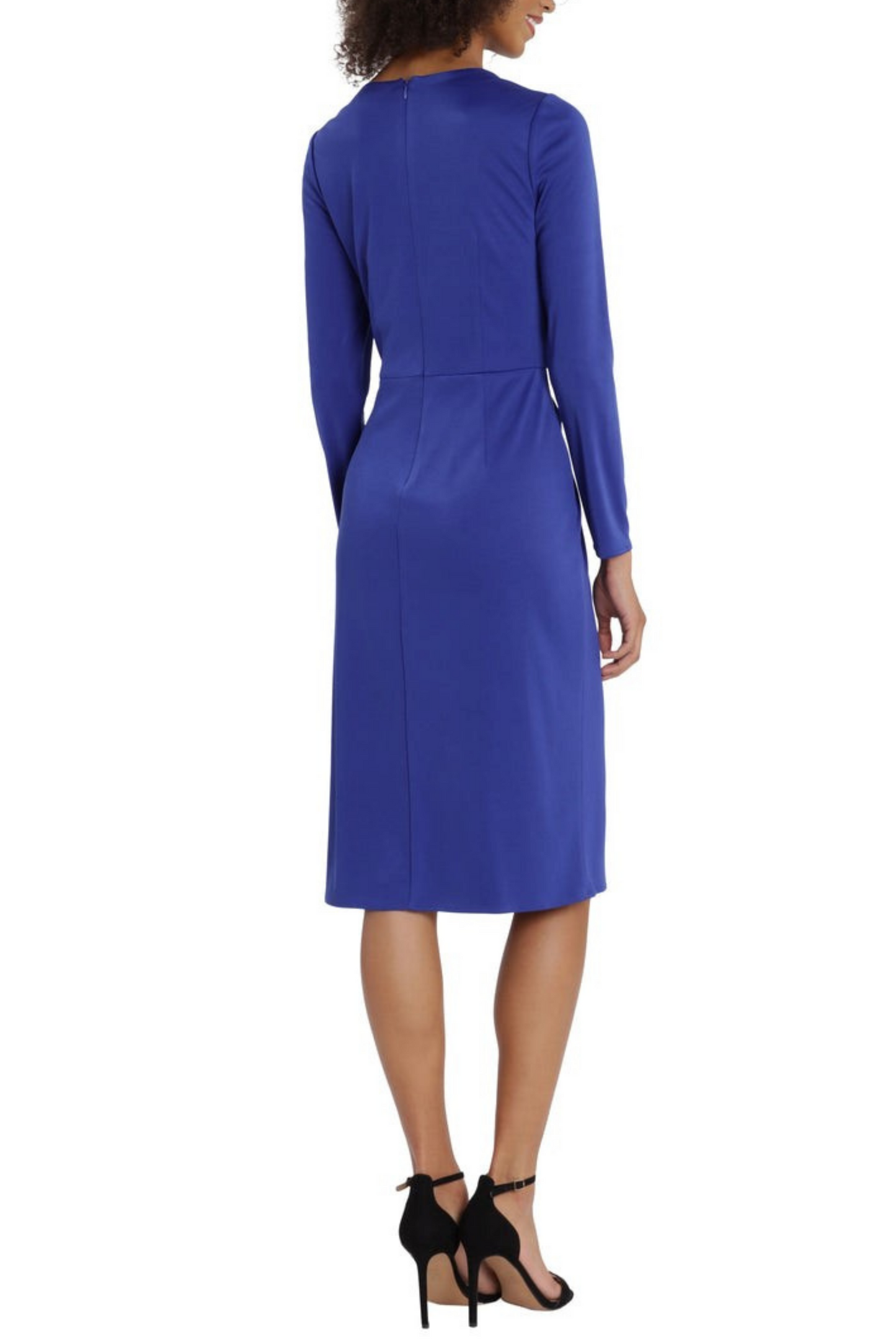Maggy London Blue Front Twist Long Sleeve Midi Dress New Yorker's Apparel Maggy London Blue Front Twist Long Sleeve Midi Dress New Yorker's Apparel